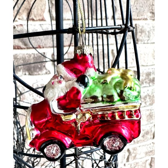 Vintage 90's Christmas Ornaments Set of 3 Santa Claus Train Fire Truck Festive - Picture 11 of 12